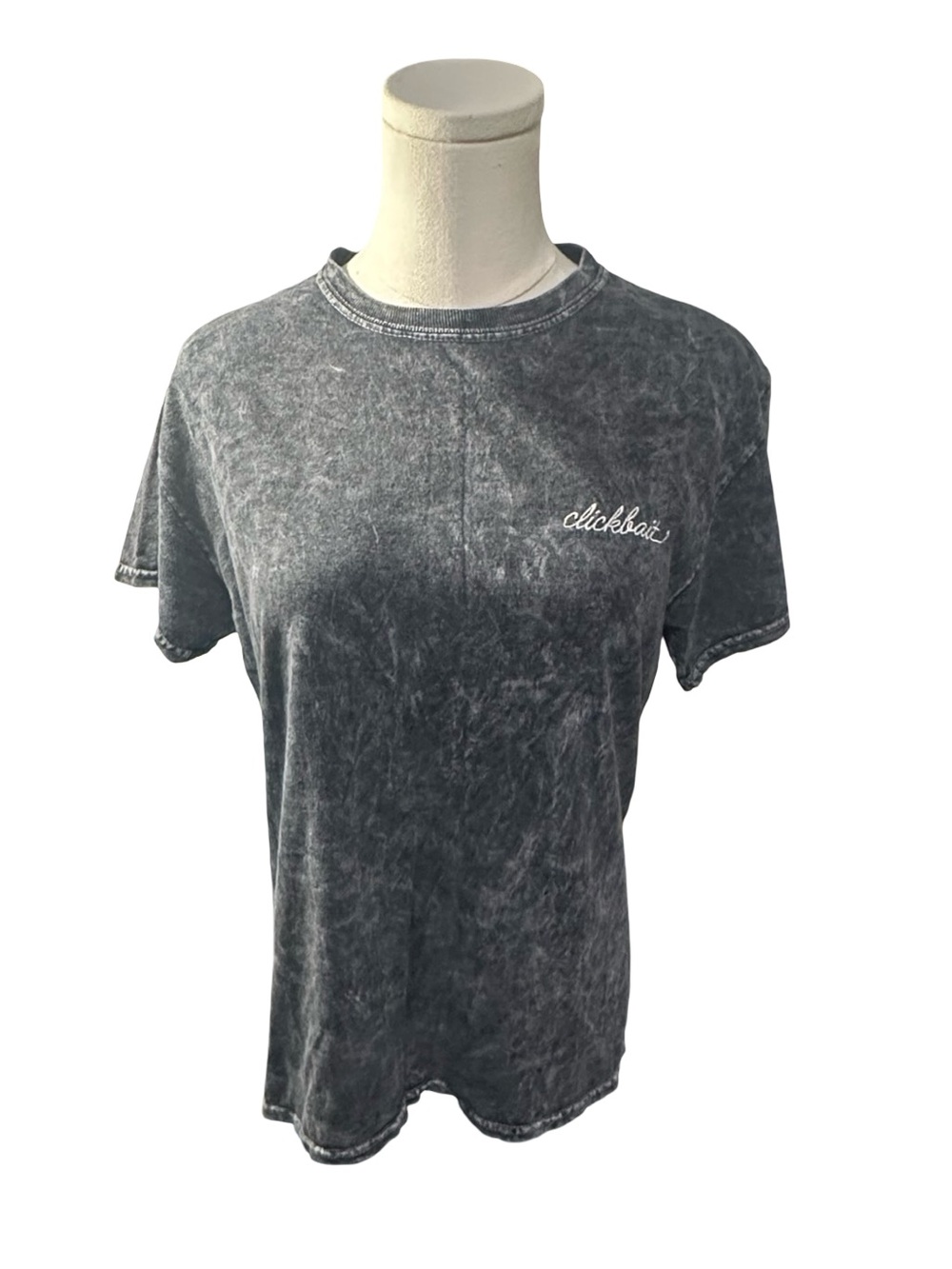 David Dobrik Clickbait Acid Wash T-Shirt Embroidered Logo collab